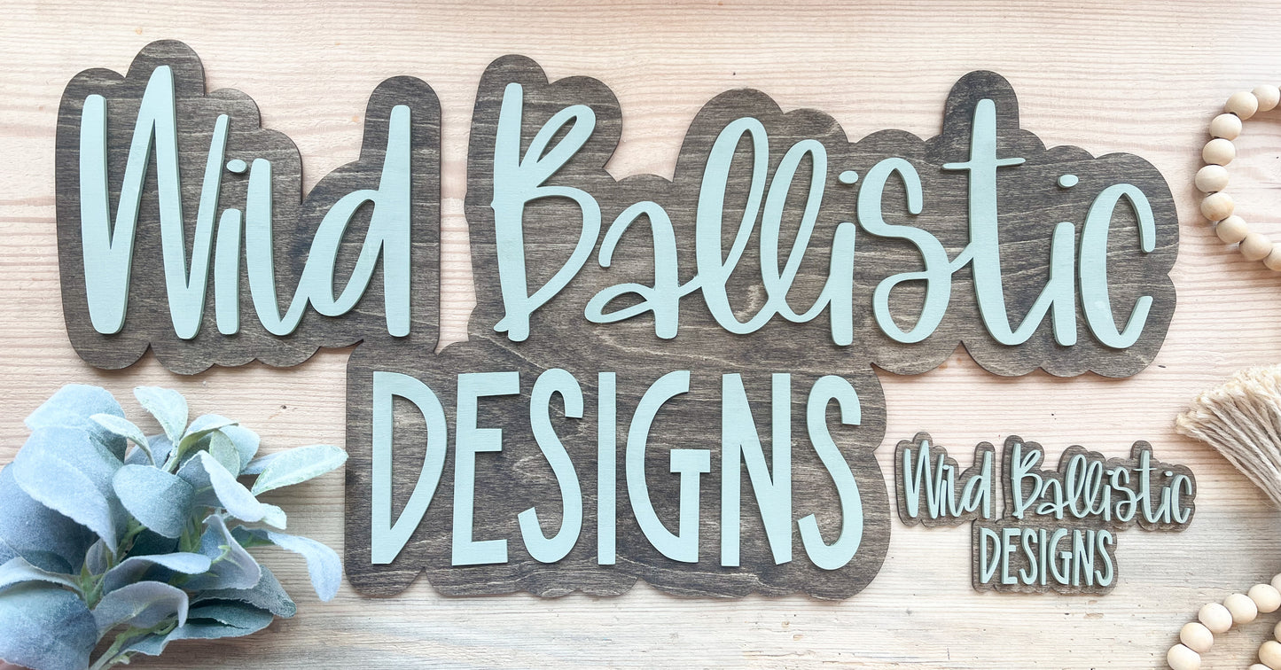 Offset Name Sign 1/8th inch wood