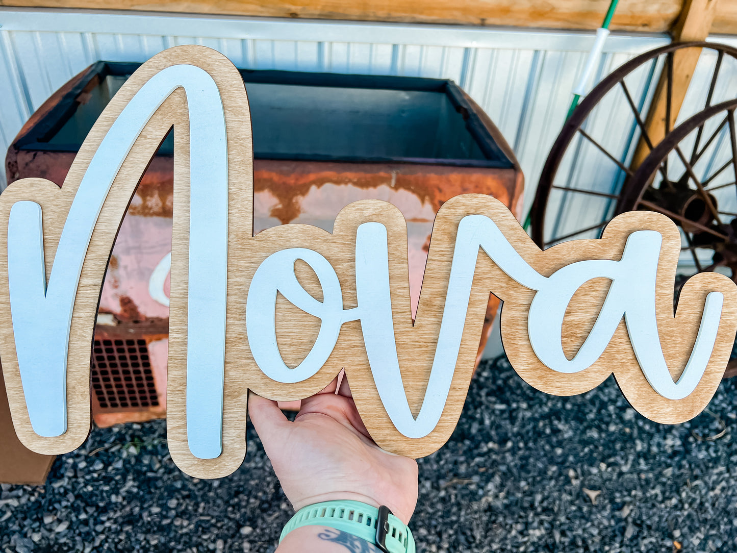 Offset Name Sign 1/8th inch wood