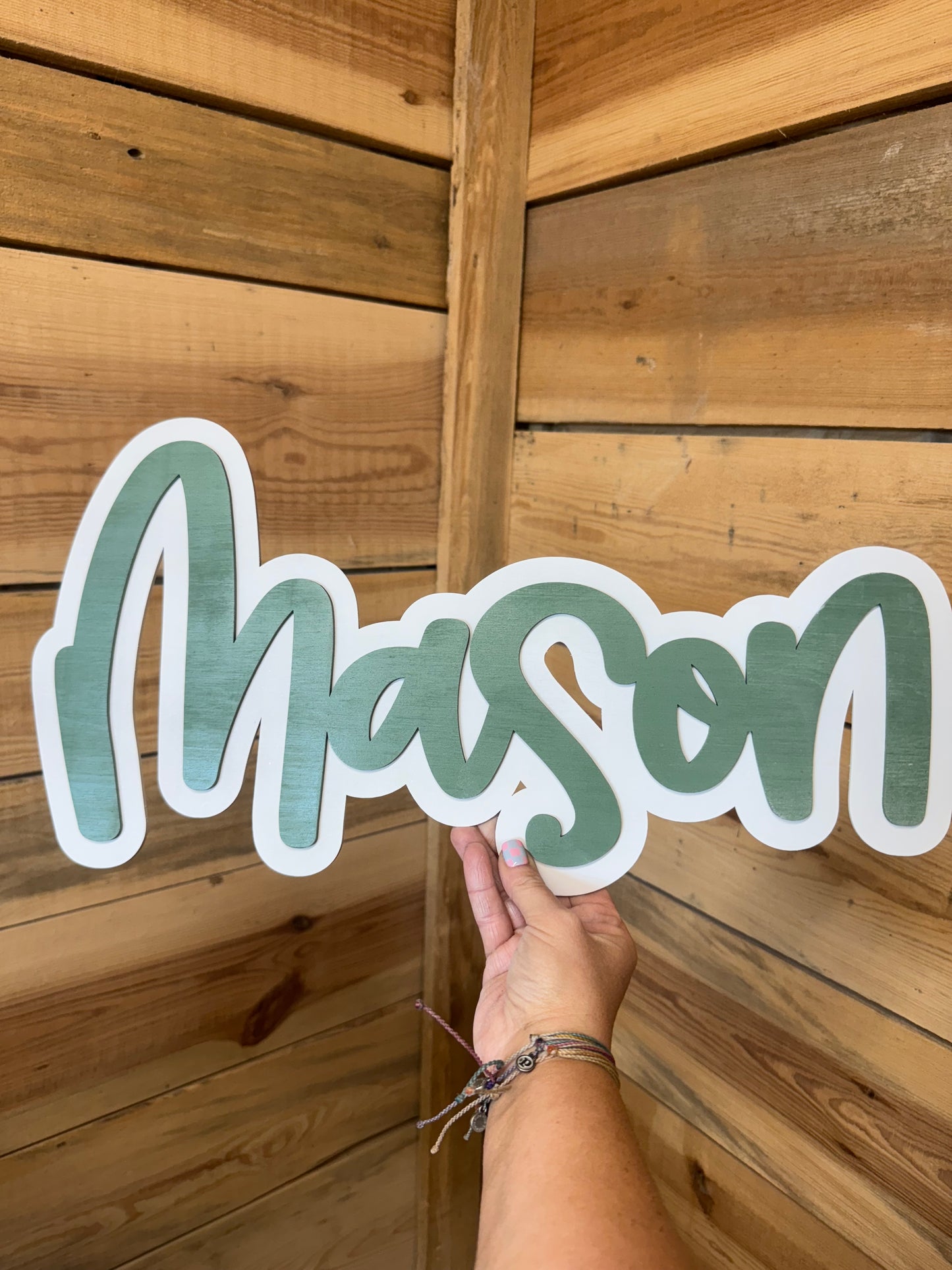 Offset Name Sign 1/8th inch wood