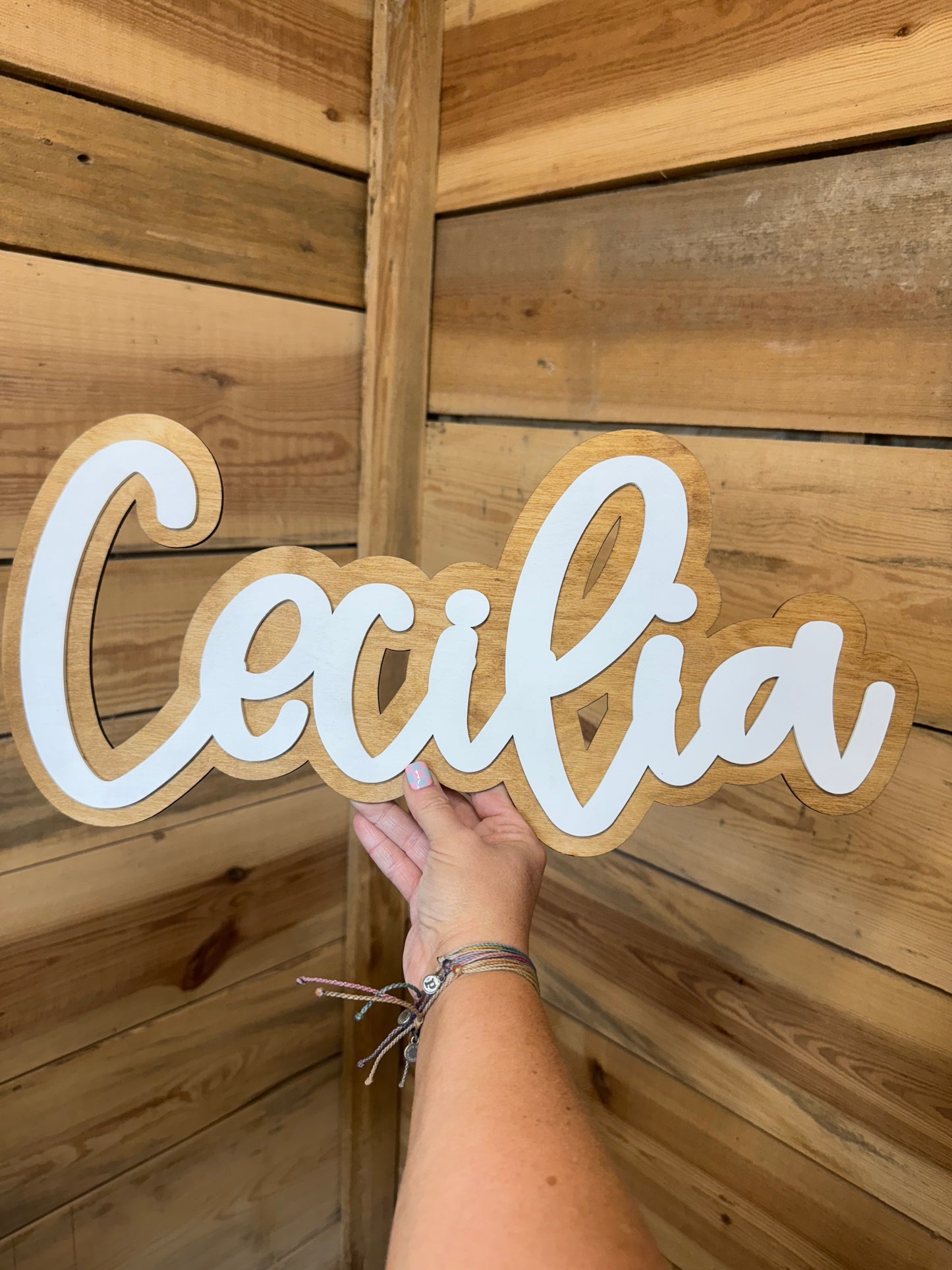 Offset Name Sign 1/8th inch wood