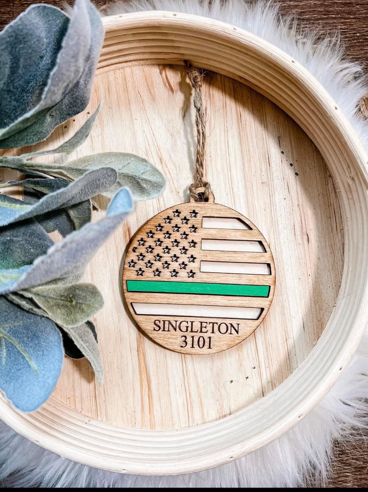 Thin blue & red line ornament
