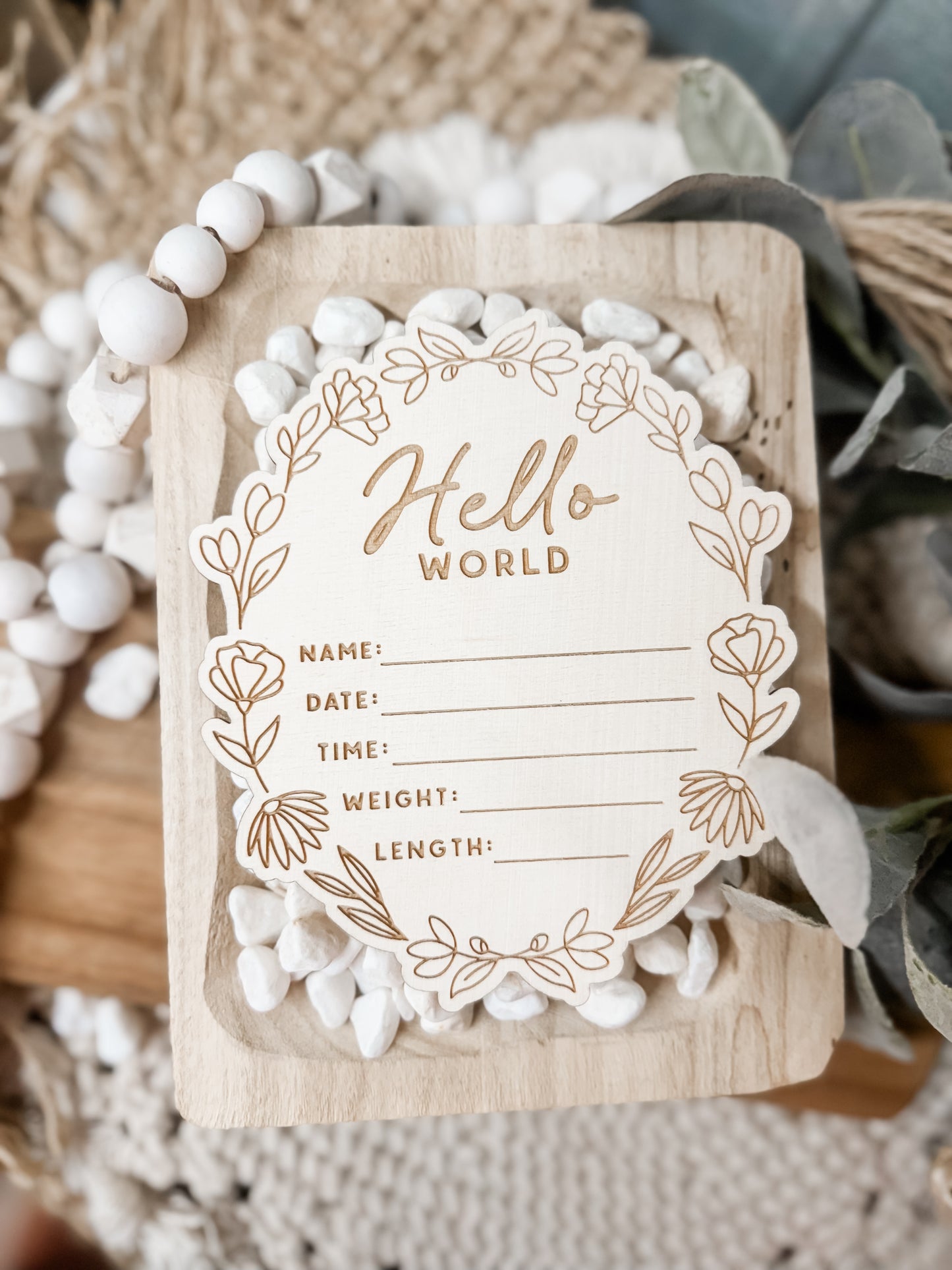 HELLO WORLD FLORAL BABY SIGN