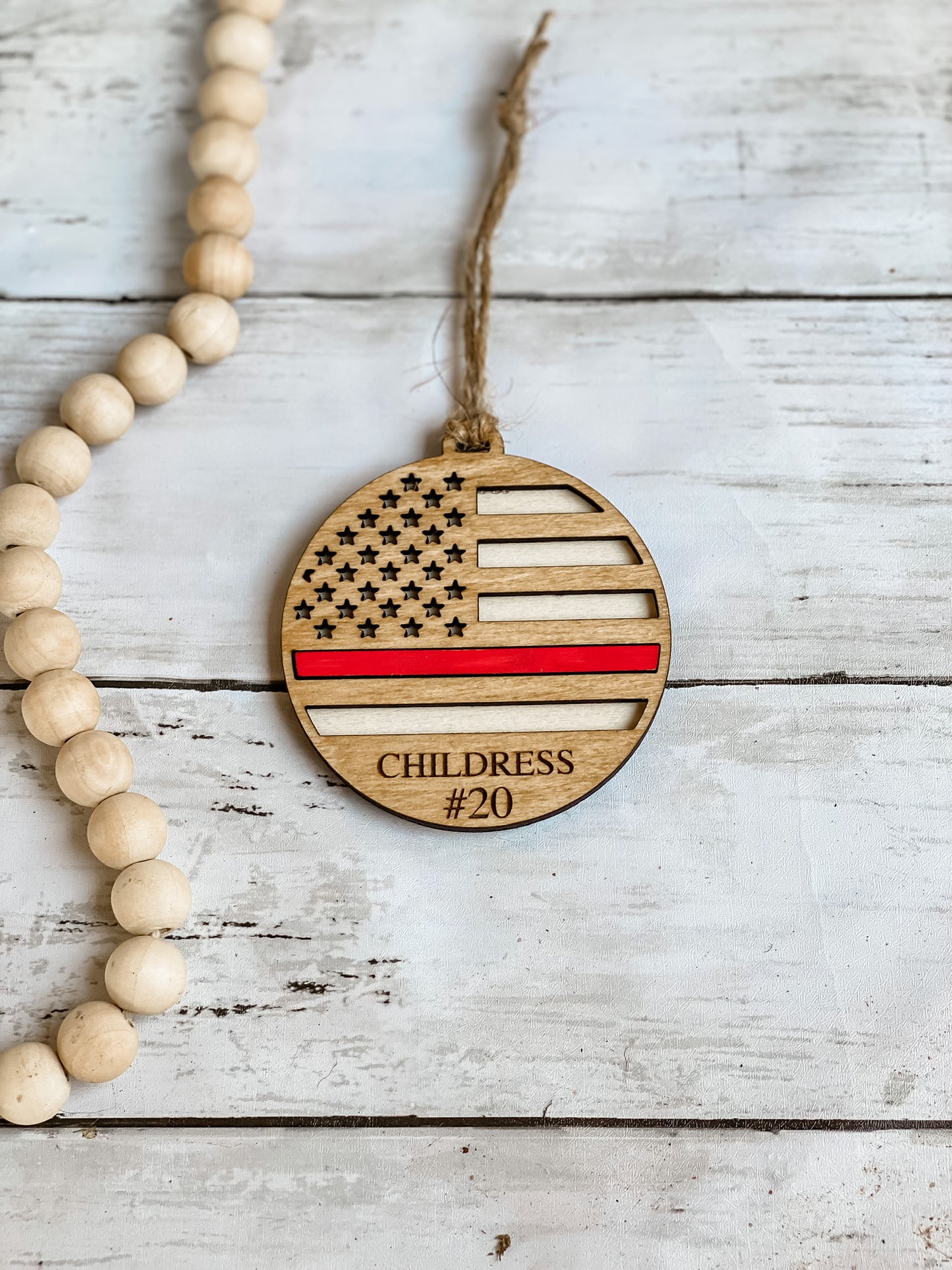 Thin blue & red line ornament