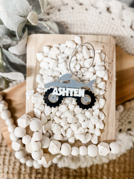 SHARK MONSTER TRUCK BAG TAG