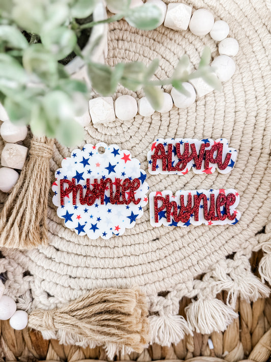 PRINTED STARS BAG TAG & CLIP