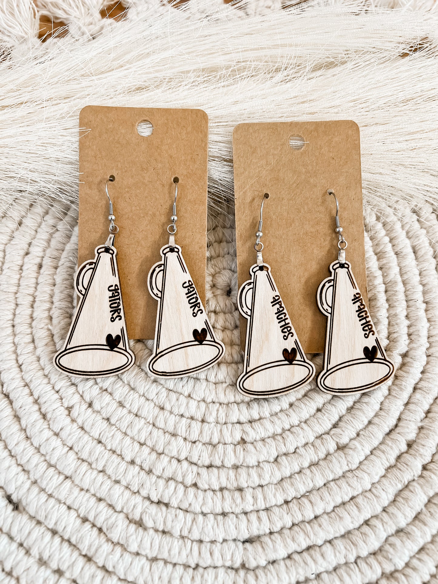 Wooden Cheer Mascot Earrings