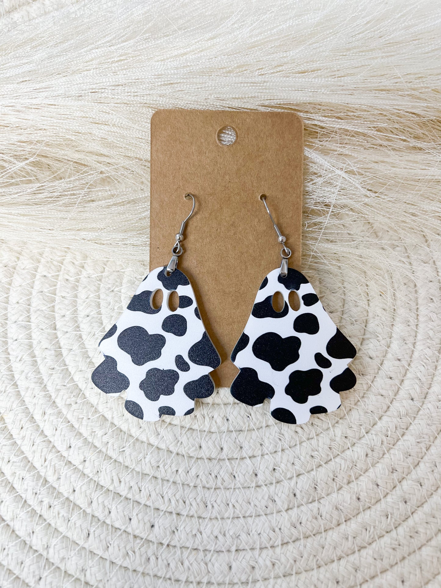 Cow Print Ghost Earrings