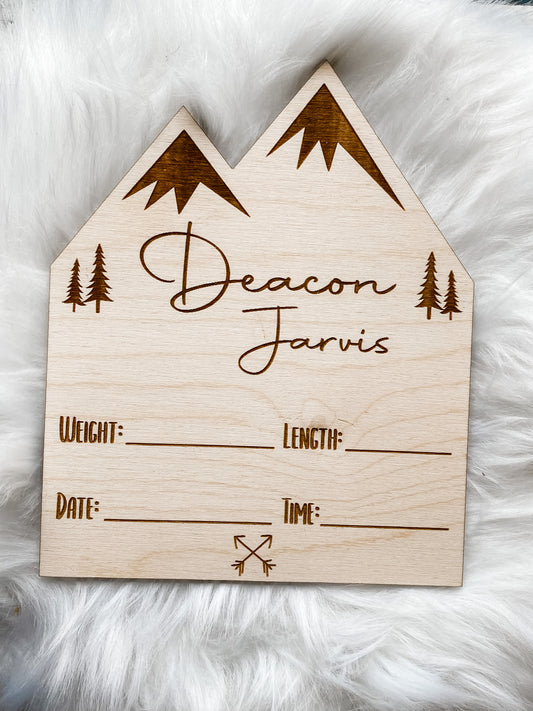 Custom Mountain Birth Announcement