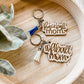 Cursive softball/baseball keychains