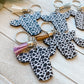 Black and white cow print keychain