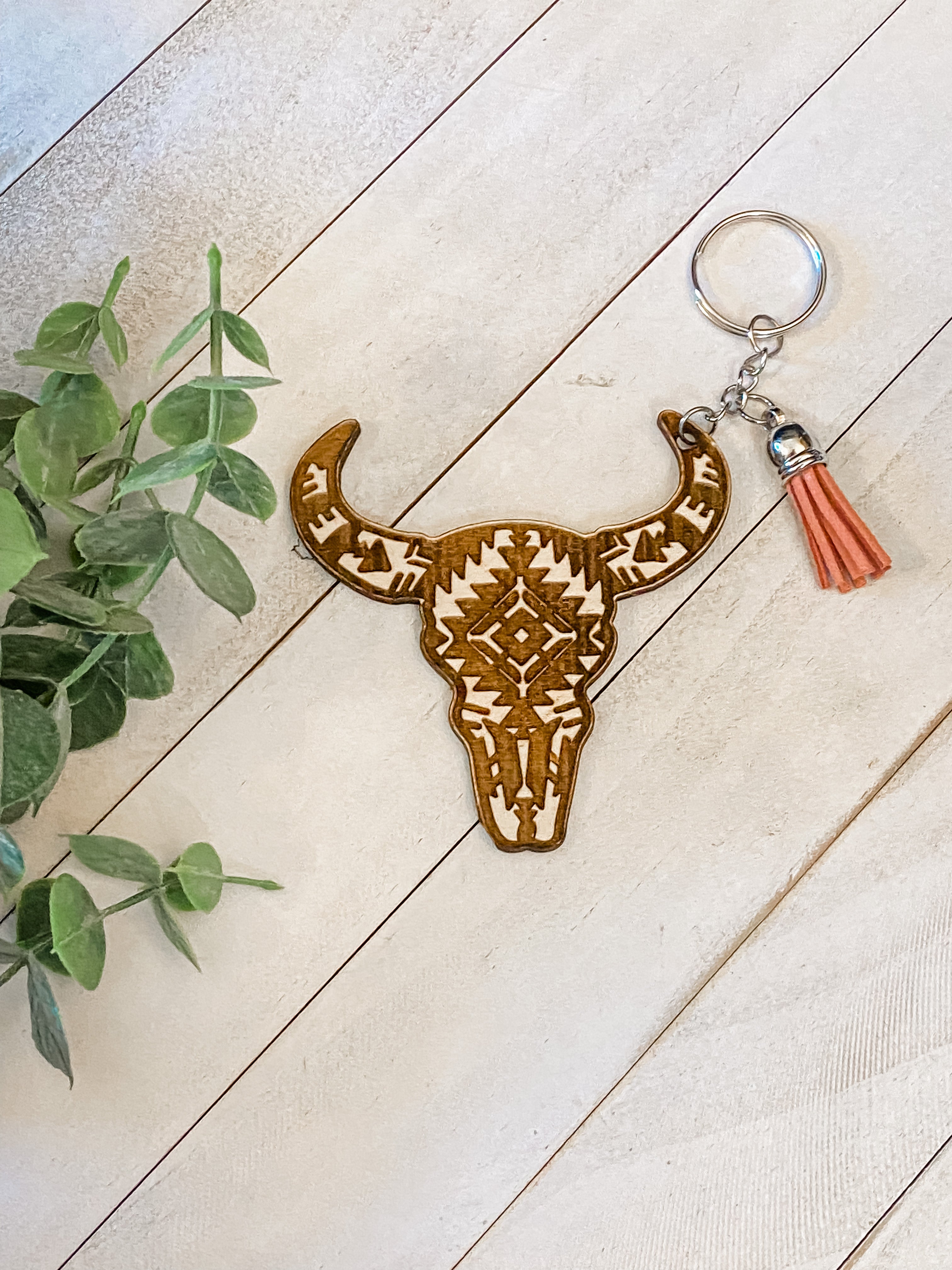 Aztec Cow Keychain – Itty Bitty Peach
