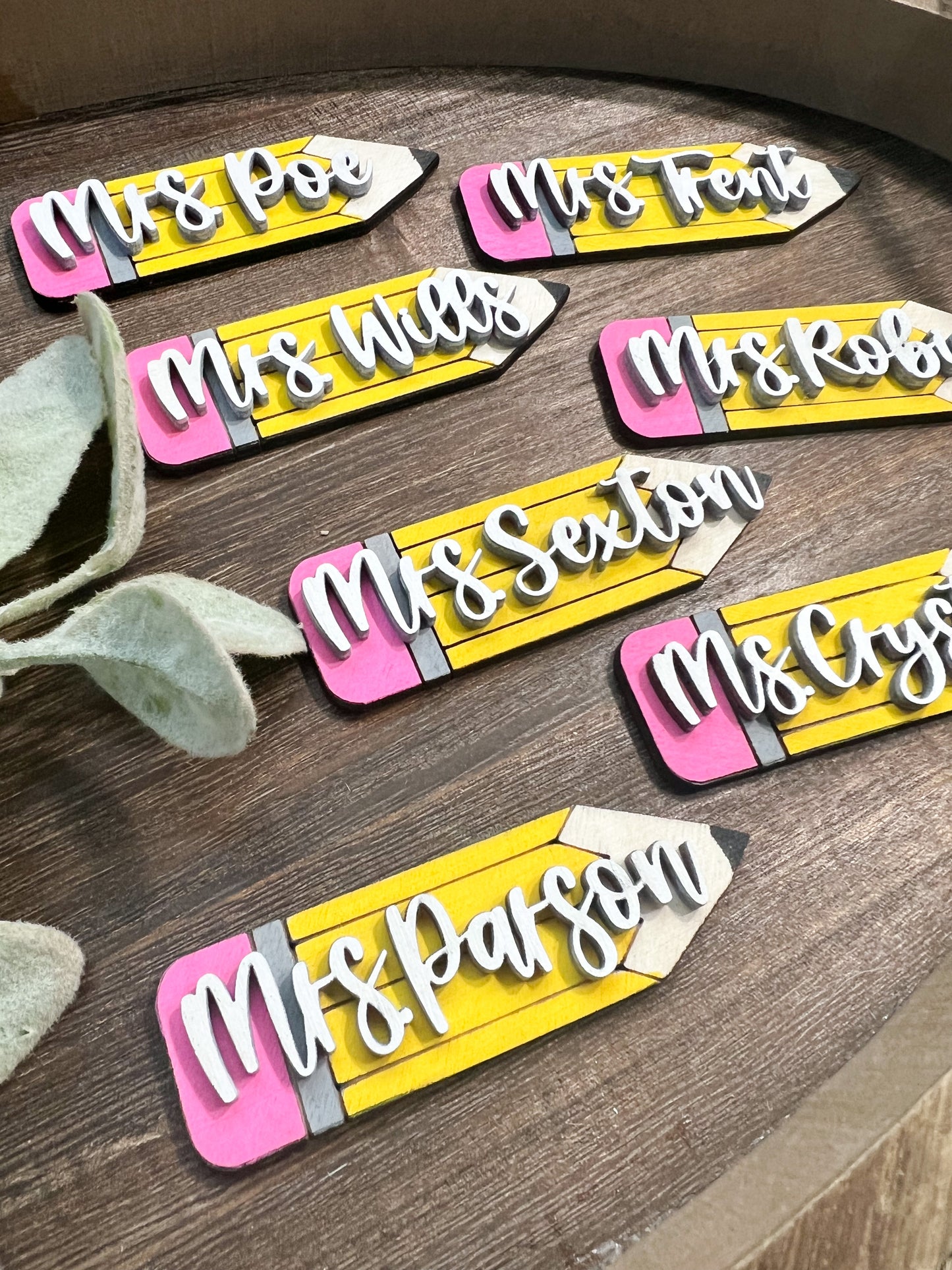 Teacher Pencil Name Magnet